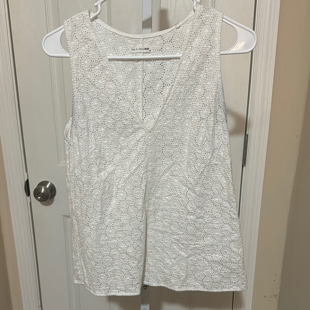 rag & bone white sleeveless lace tank top